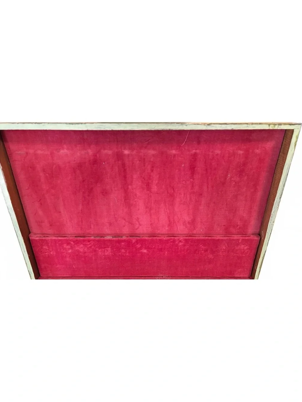 Ornate Wooden Vintage 1944 Silverware Chest with Red Velvet Interior